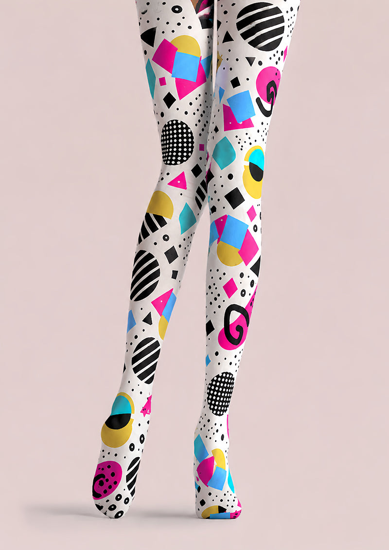 Y2K Geometric Print Tights Hosiery Pantyhose L68-117