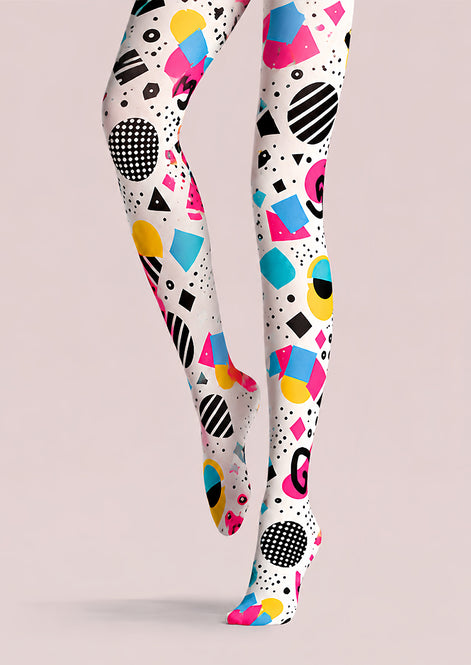 Y2K Geometric Print Tights Hosiery Pantyhose L68-117
