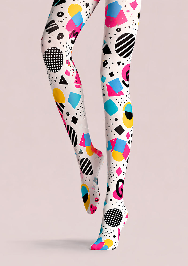 Y2K Geometric Print Tights Hosiery Pantyhose L68-117