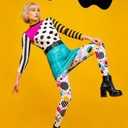 Y2K Geometric Print Tights Hosiery Pantyhose L68-117