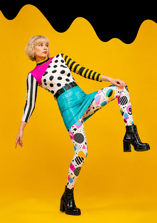 Y2K Geometric Print Tights Hosiery Pantyhose L68-117