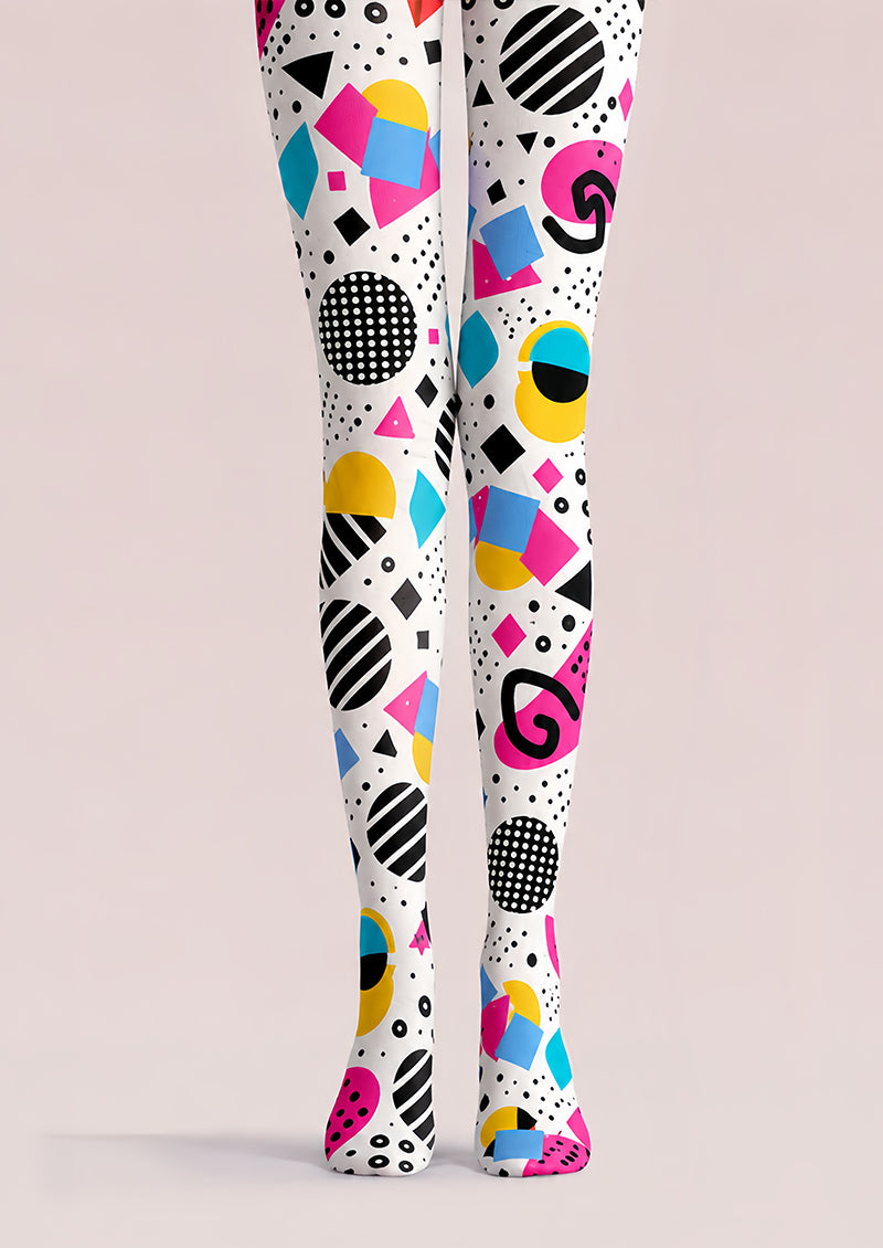 Y2K Geometric Print Tights Hosiery Pantyhose L68-117