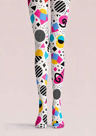 Y2K Geometric Print Tights Hosiery Pantyhose L68-117