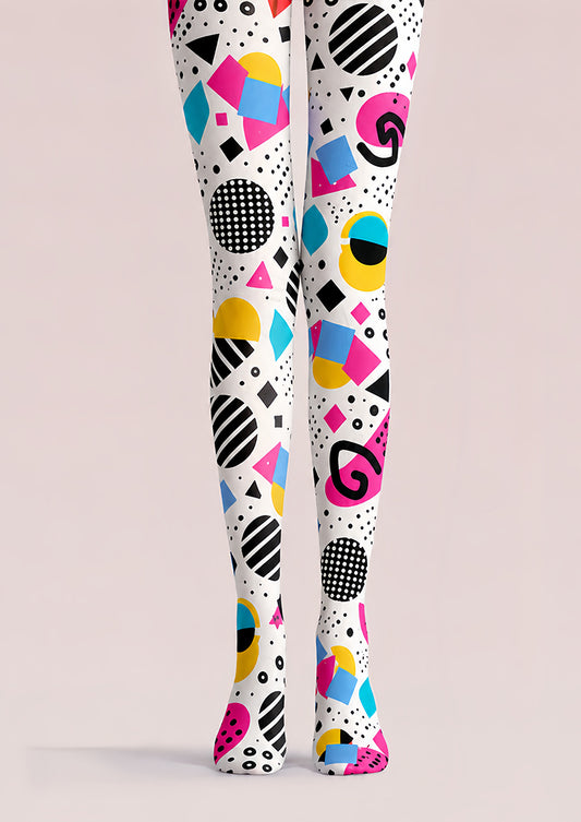 Y2K Geometric Print Tights Hosiery Pantyhose L68-117