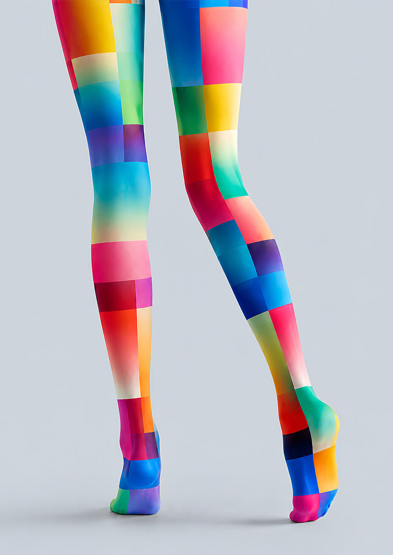Rainbow Geometric Print Tights Hosiery Pantyhose L68-118