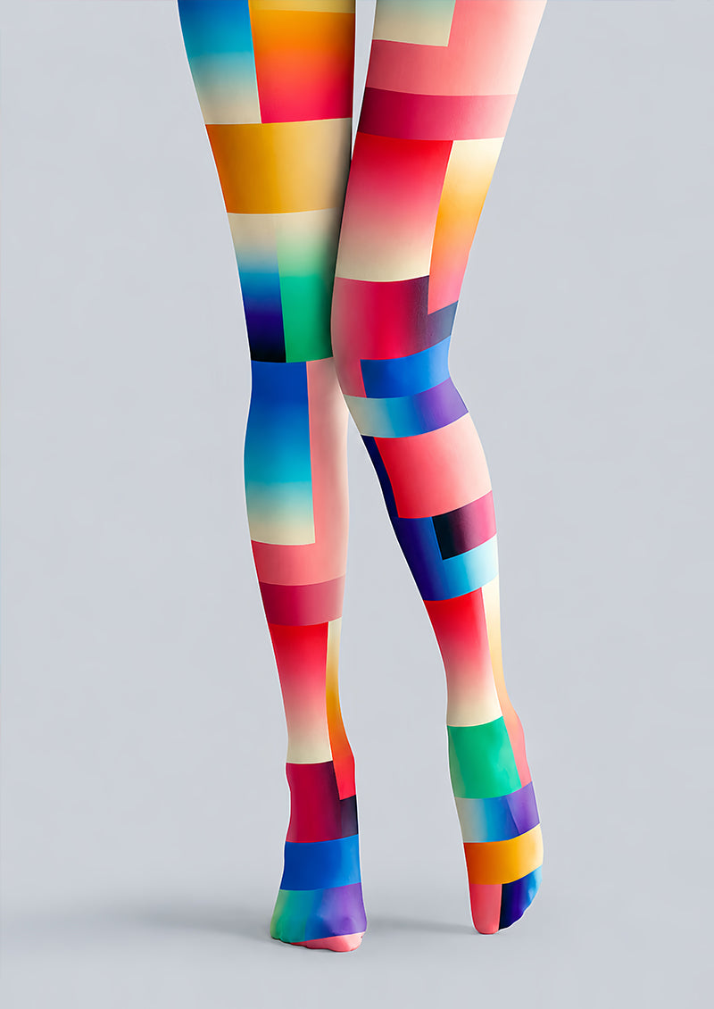 Rainbow Geometric Print Tights Hosiery Pantyhose L68-118