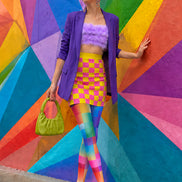 Rainbow Geometric Print Tights Hosiery Pantyhose L68-118