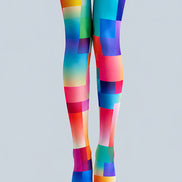 Rainbow Geometric Print Tights Hosiery Pantyhose L68-118