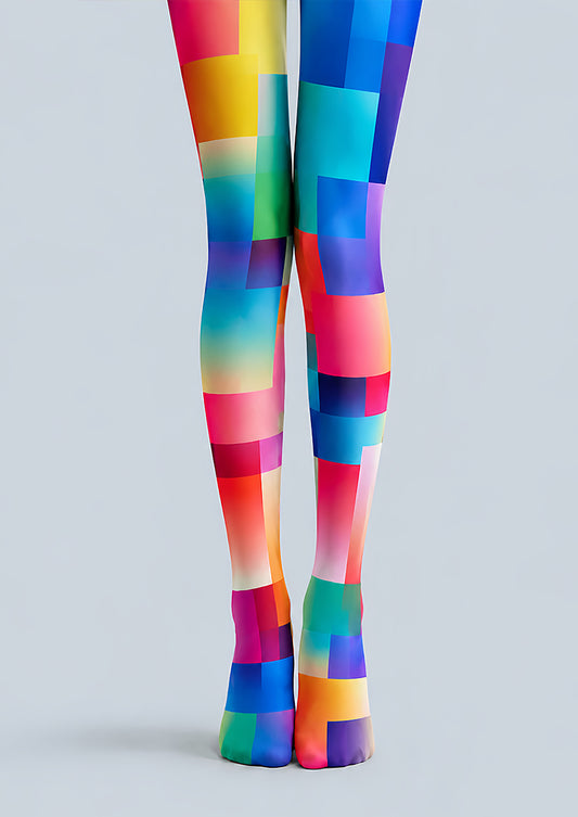 Rainbow Geometric Print Tights Hosiery Pantyhose L68-118