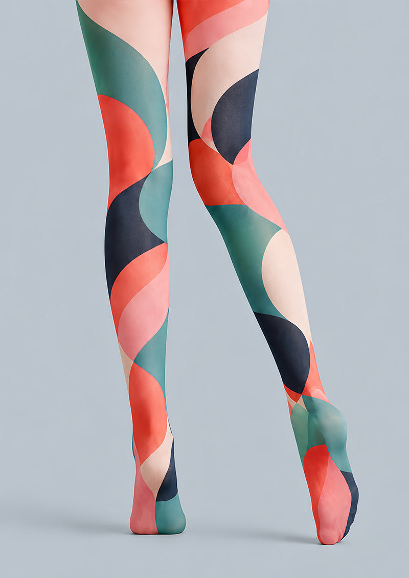 Pop Art Circle Pattern Pantyhose Rainbow Tights L68-12