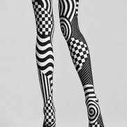 Optical Illusion Wave Checker Tights Pantyhose L68-122