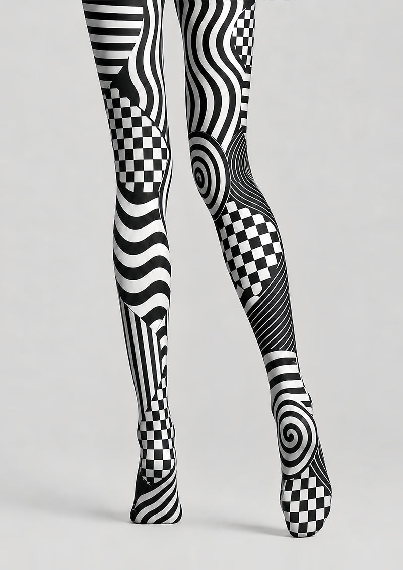 Optical Illusion Wave Checker Tights Pantyhose L68-122