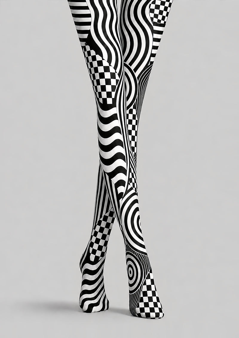 Optical Illusion Wave Checker Tights Pantyhose L68-122