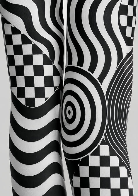 Optical Illusion Wave Checker Tights Pantyhose L68-122