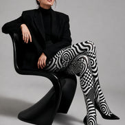Optical Illusion Wave Checker Tights Pantyhose L68-122