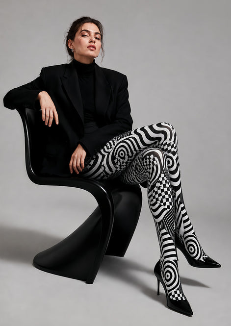 Optical Illusion Wave Checker Tights Pantyhose L68-122