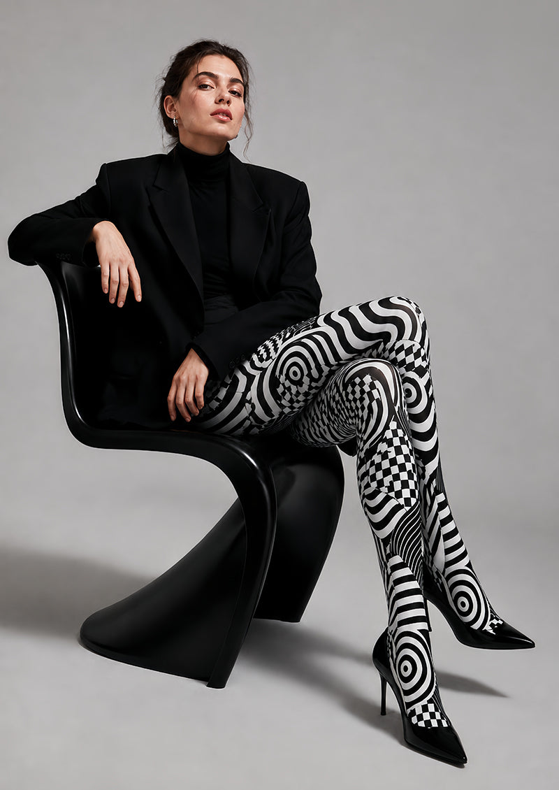 Optical Illusion Wave Checker Tights Pantyhose L68-122