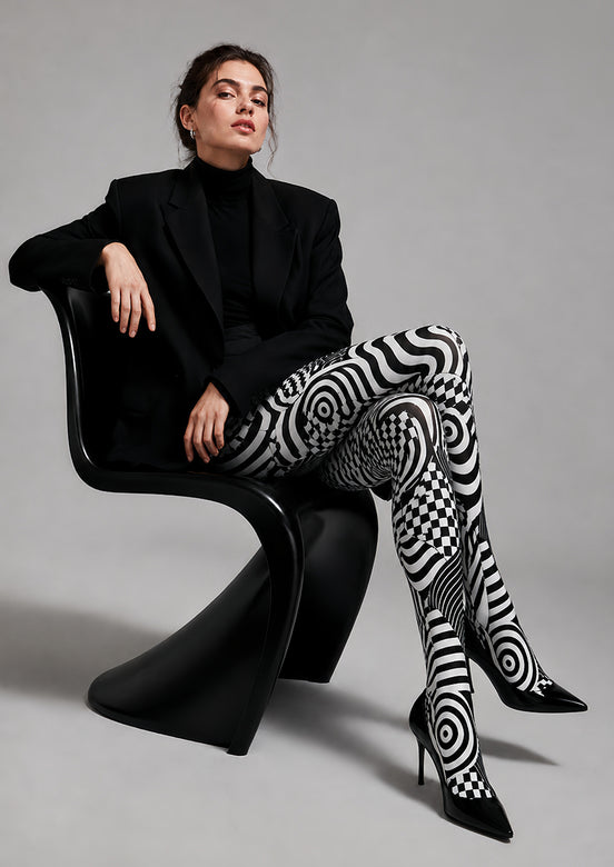 Optical Illusion Wave Checker Tights Pantyhose L68-122