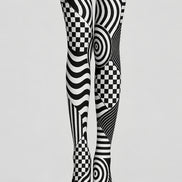 Optical Illusion Wave Checker Tights Pantyhose L68-122
