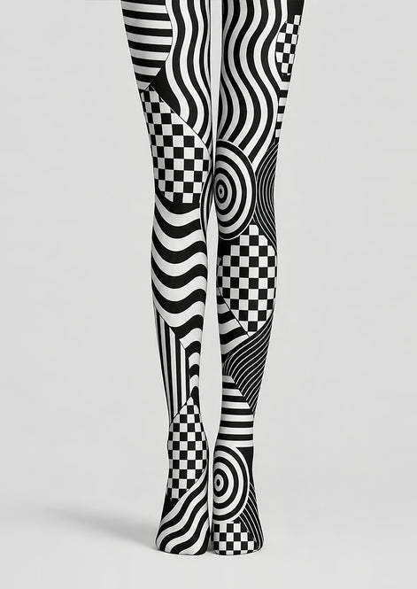 Optical Illusion Wave Checker Tights Pantyhose L68-122