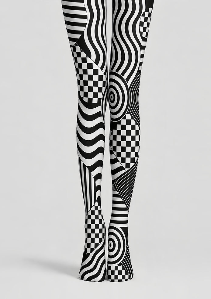 Optical Illusion Wave Checker Tights Pantyhose L68-122