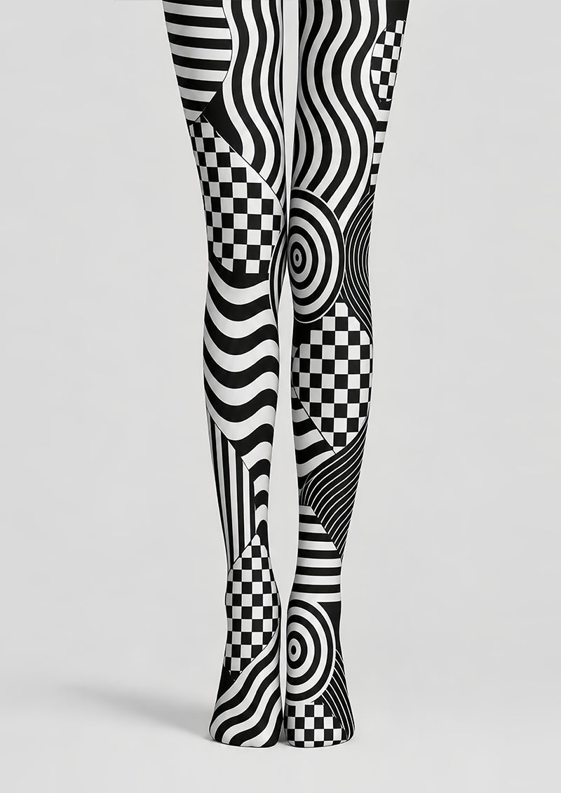 Optical Illusion Wave Checker Tights Pantyhose L68-122