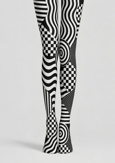 Optical Illusion Wave Checker Tights Pantyhose L68-122