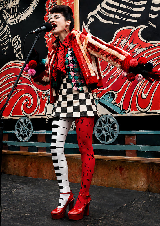Musical Notes Piano Key Tights Hosiery Pantyhose L68-123