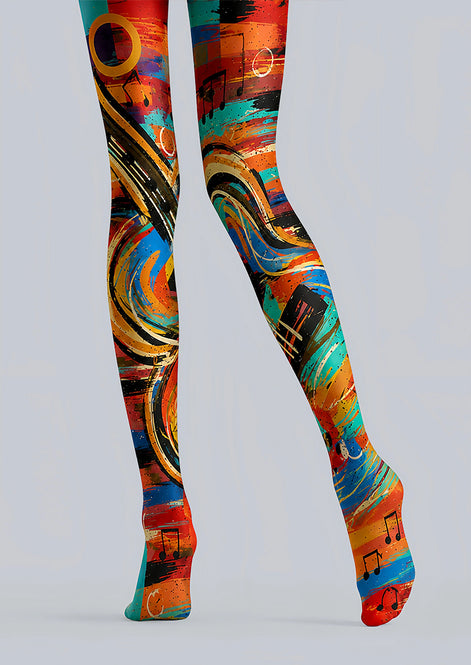 Artsy Music Pattern Tights Hosiery Pantyhose L68-124