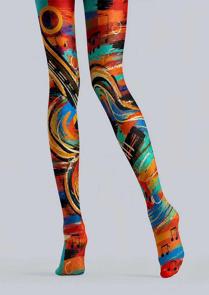Artsy Music Pattern Tights Hosiery Pantyhose L68-124