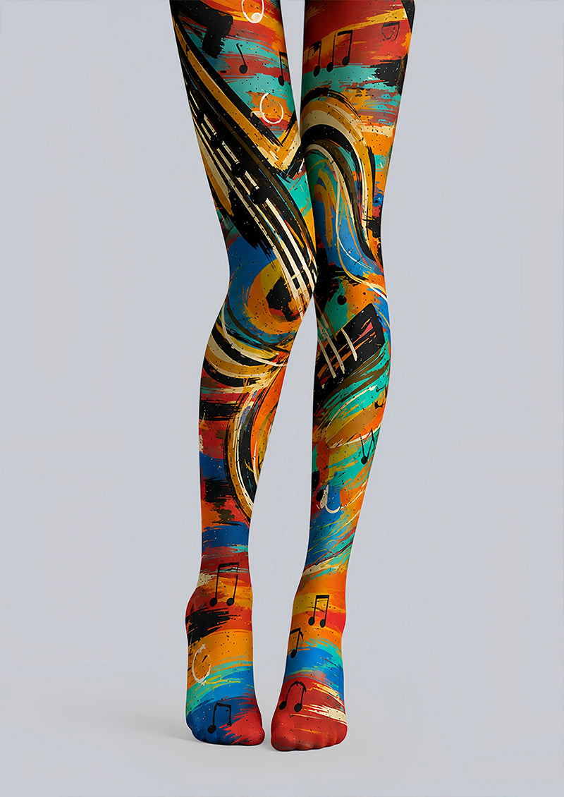 Artsy Music Pattern Tights Hosiery Pantyhose L68-124