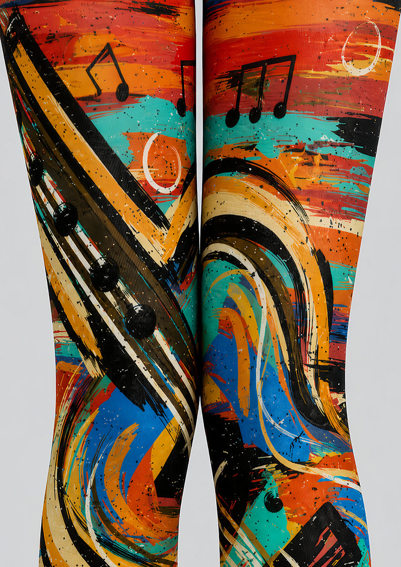 Artsy Music Pattern Tights Hosiery Pantyhose L68-124