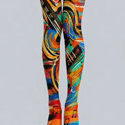 Artsy Music Pattern Tights Hosiery Pantyhose L68-124