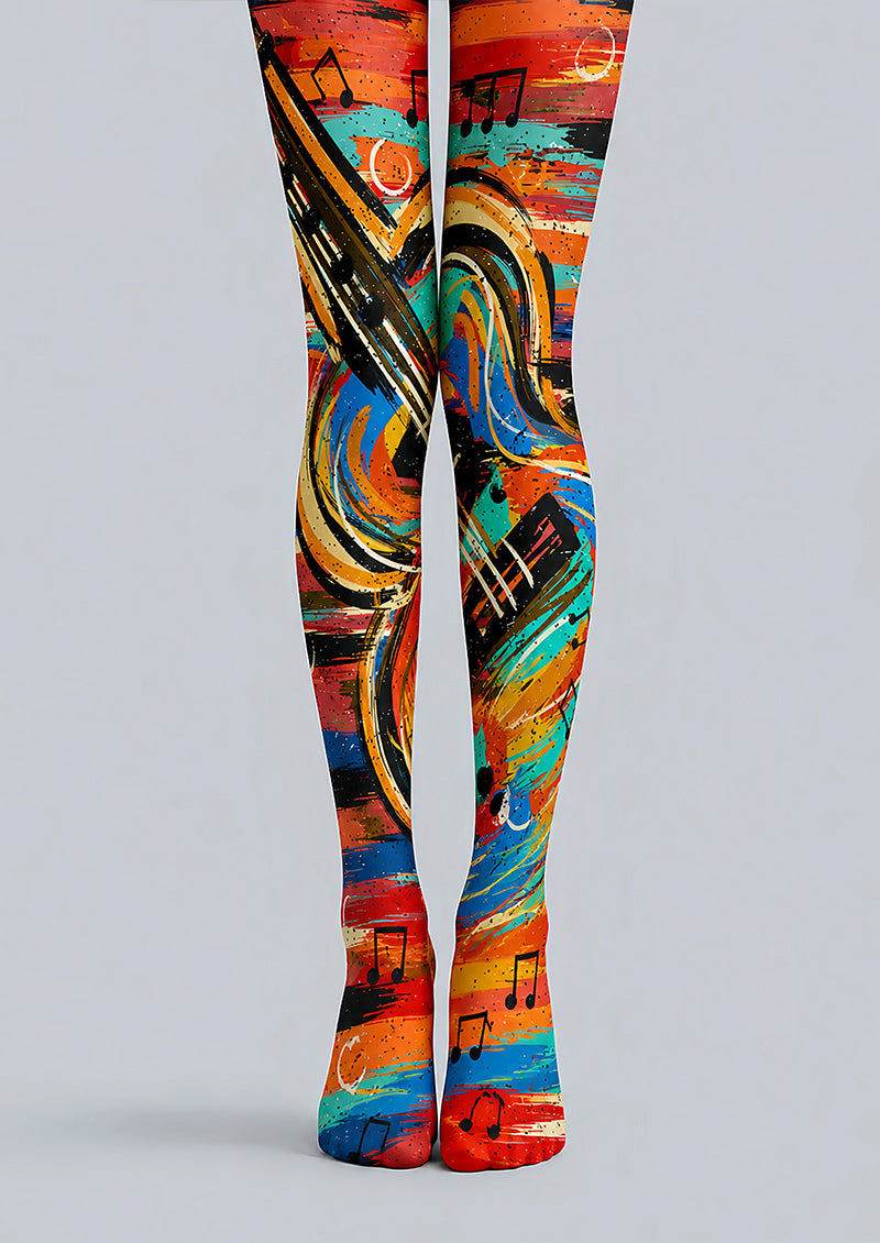 Artsy Music Pattern Tights Hosiery Pantyhose L68-124