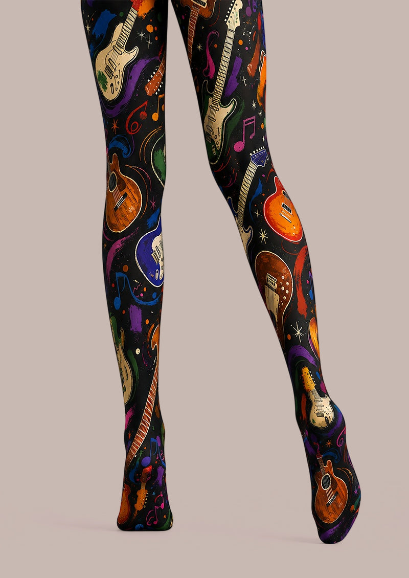 Rock Guitar Music Print Tights L68-125