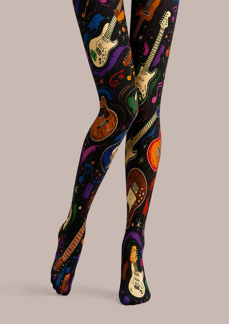Rock Guitar Music Print Tights L68-125