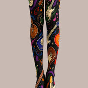 Rock Guitar Music Print Tights L68-125