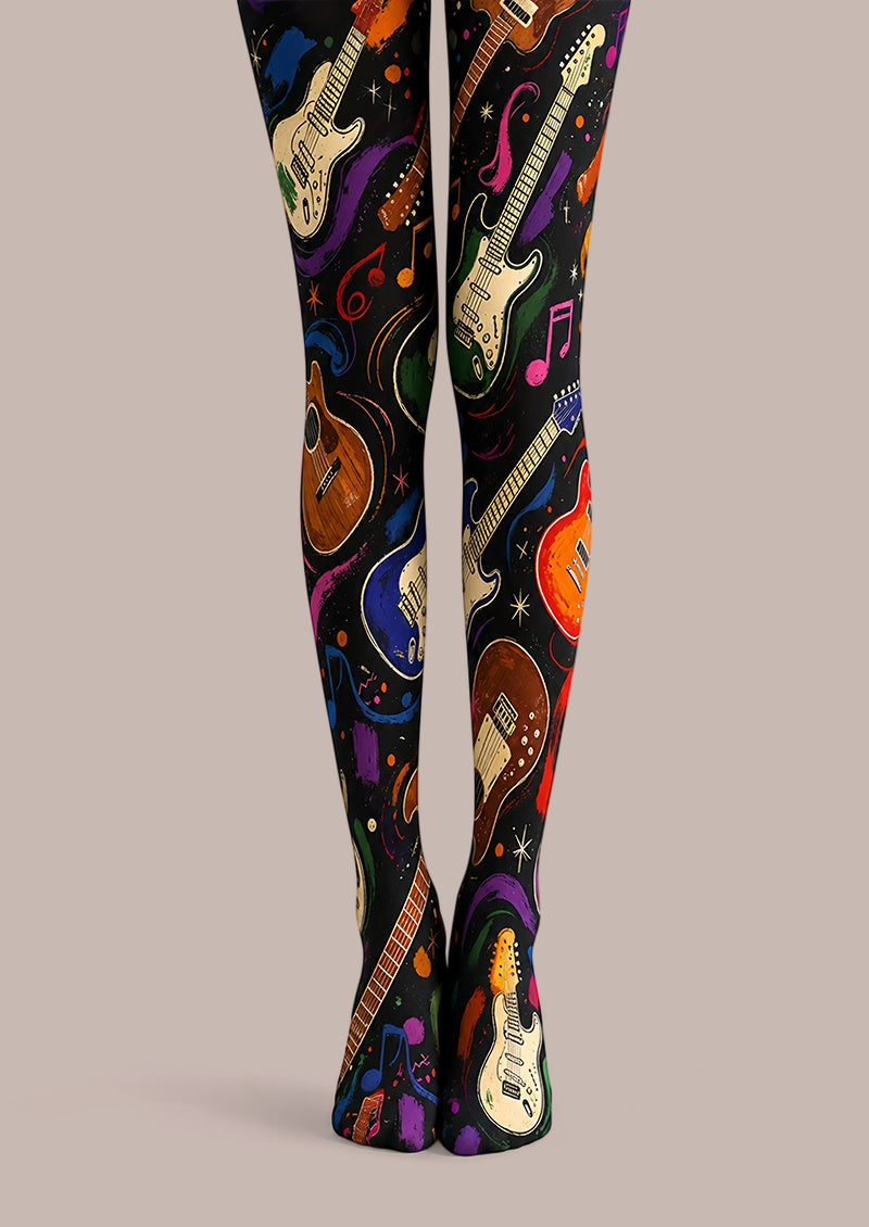 Rock Guitar Music Print Tights L68-125