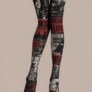 Rock Poster Graphic Tights Hosiery Pantyhose L68-126