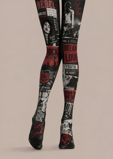Rock Poster Graphic Tights Hosiery Pantyhose L68-126