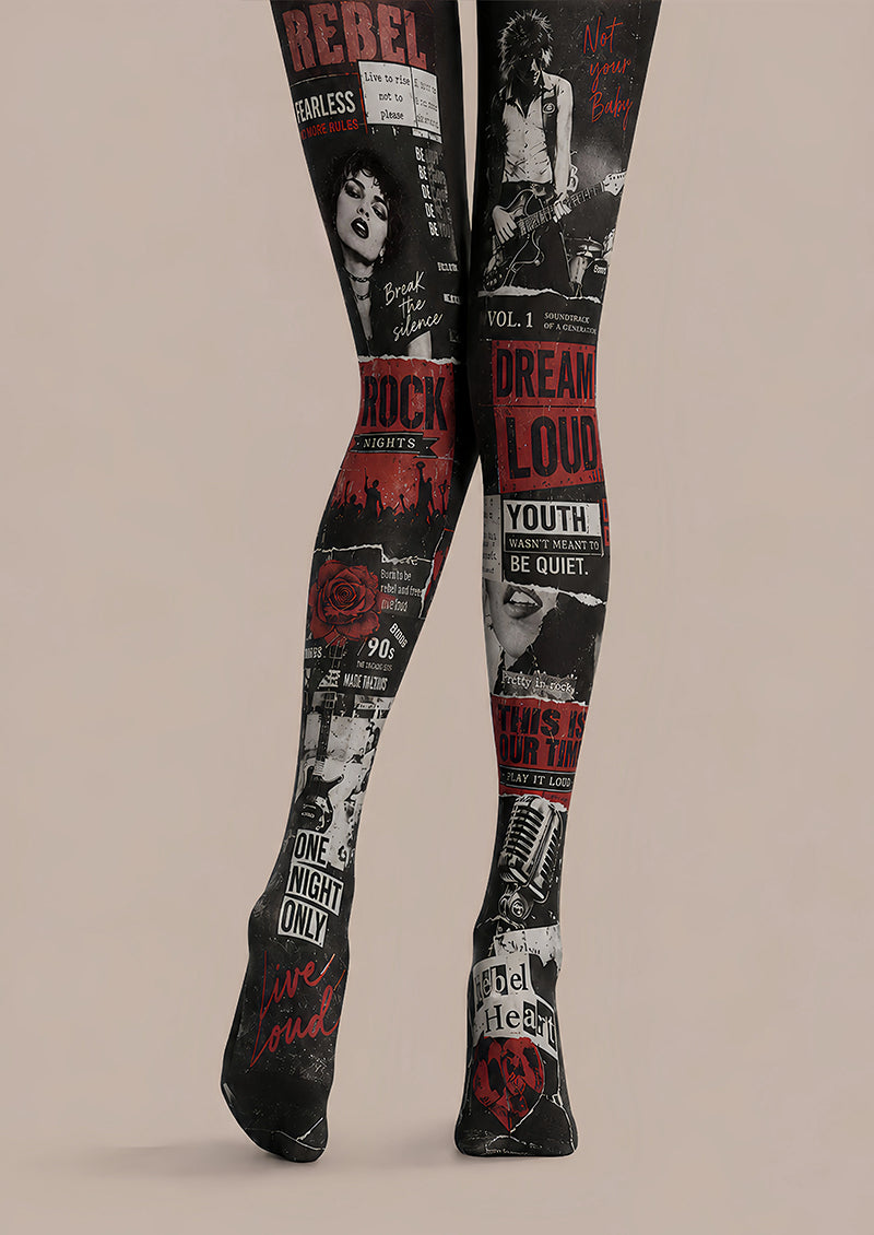 Rock Poster Graphic Tights Hosiery Pantyhose L68-126
