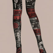Rock Poster Graphic Tights Hosiery Pantyhose L68-126
