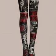 Rock Poster Graphic Tights Hosiery Pantyhose L68-126