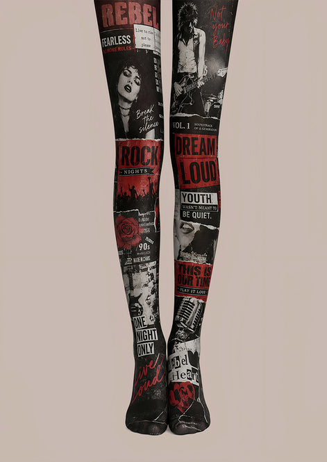 Rock Poster Graphic Tights Hosiery Pantyhose L68-126