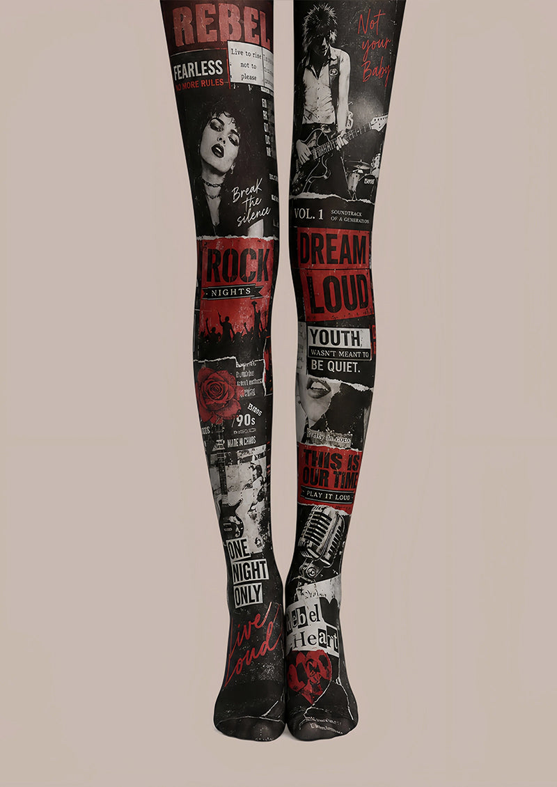 Rock Poster Graphic Tights Hosiery Pantyhose L68-126