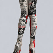 Punk Zine Graphic Print Tights Pantyhose L68-127
