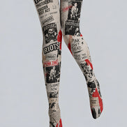 Punk Zine Graphic Print Tights Pantyhose L68-127
