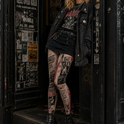 Punk Zine Graphic Print Tights Pantyhose L68-127