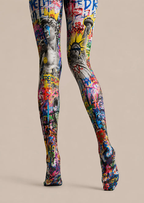 Street Art Statue Print Tights Hosiery Pantyhose L68-129