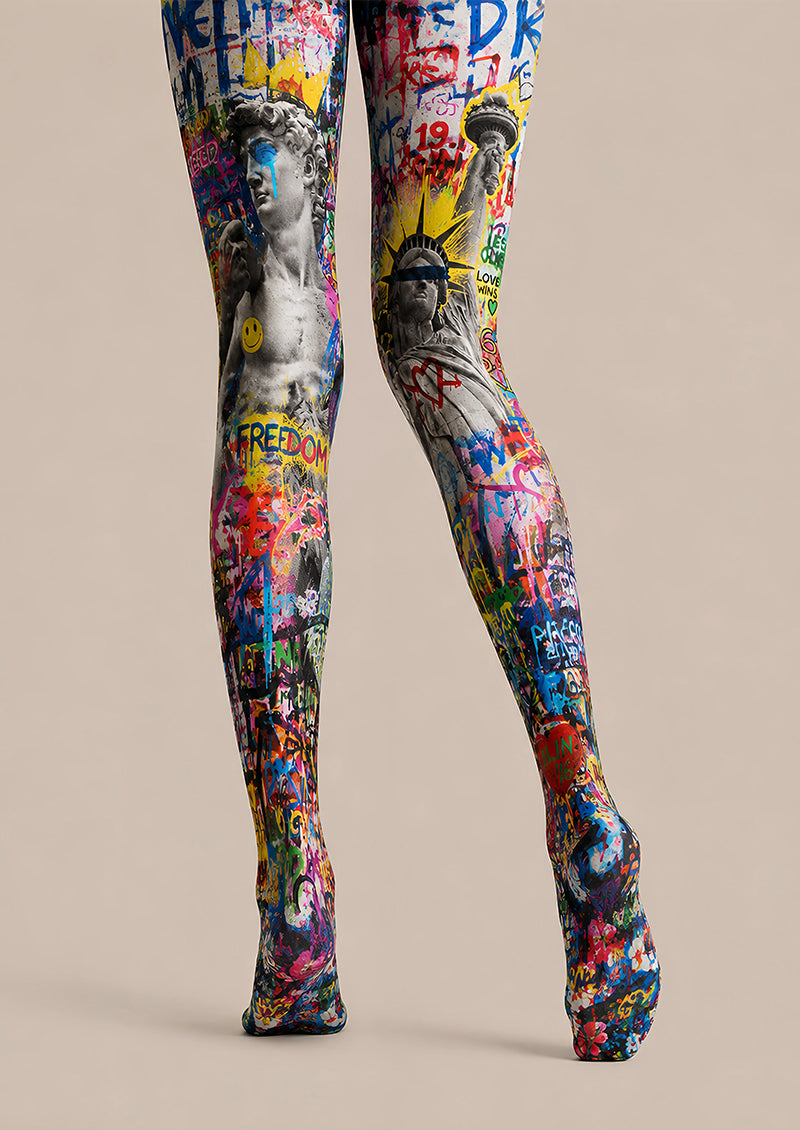Street Art Statue Print Tights Hosiery Pantyhose L68-129